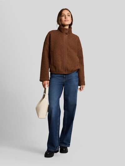 Tom Tailor Regular fit teddyjack met hoge opstaande kraag Camel - 1