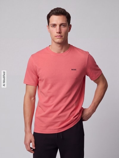 BOSS Green Regular Fit T-Shirt mit kleinem Logo-Schriftzug Pink 4