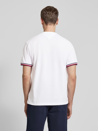 Tommy Hilfiger Regular Fit T-Shirt aus reiner Baumwolle mit Label-Stitching Weiss 5