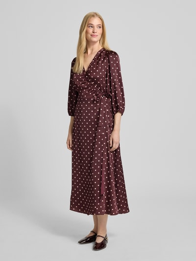 Neo Noir Sukienka kopertowa z dekoltem w serek model ‘Malinga’ Średniobrązowy 1