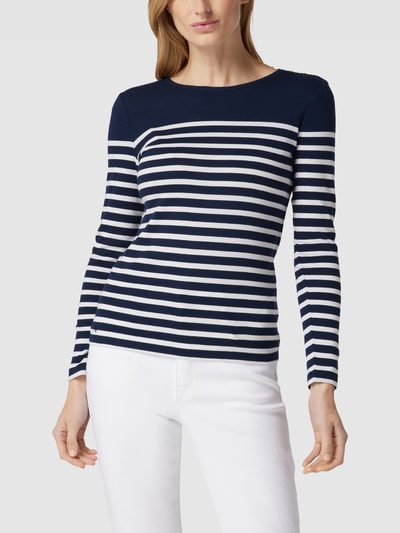 Lauren Ralph Lauren Shirt met lange mouwen en streepmotief, model 'MULIATI' Marineblauw - 4