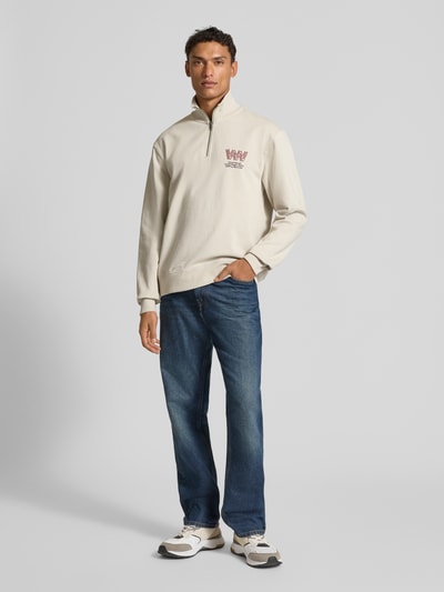 Wood Wood Sweatshirt met opstaande kraag en ritssluiting, model 'Jack' Beige - 1