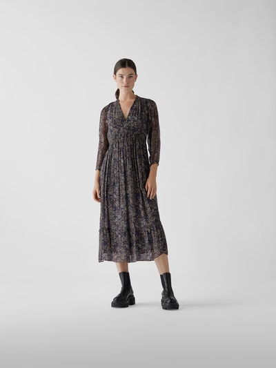 Vanessa Bruno Midikleid mit floralem Muster Marineblau 1