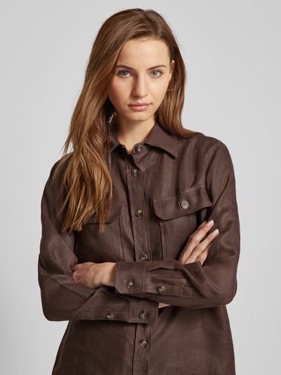 Weekend Max Mara Overhemdblouse met borstzakken, model 'VALDA' Donkerbruin - 3