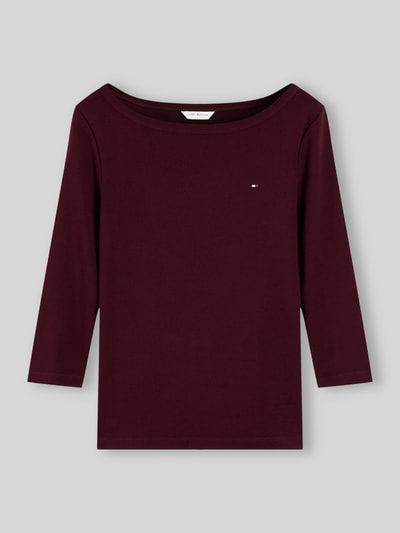 Tommy Hilfiger Slim Fit Langarmshirt aus reiner Baumwolle Dunkelrot 2