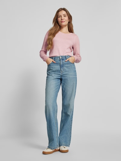 Vero Moda Sweter z dzianiny o kroju regular fit z efektowną przędzą model ‘CARE SHINE’ Różowawy melanż 1