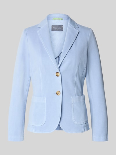Produktfoto, Regular Fit Blazer mit Reverskragen von White Label, mieszanka bawełny elastyczna, nakładane kieszenie, listwa z 2 guzikami, długość tyłu 58 cm, szerokość w rozmiarze 36: 47 cm, długość rękawów 62 cm, kolor jasnoniebieski, gładka faktura