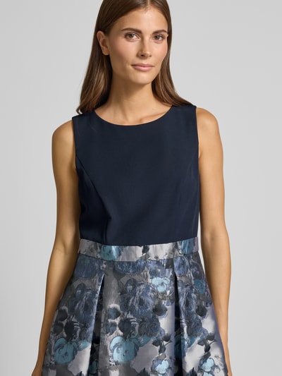 Christian Berg Cocktail Knielanges Cocktailkleid mit Taillenpasse Marine Melange 3