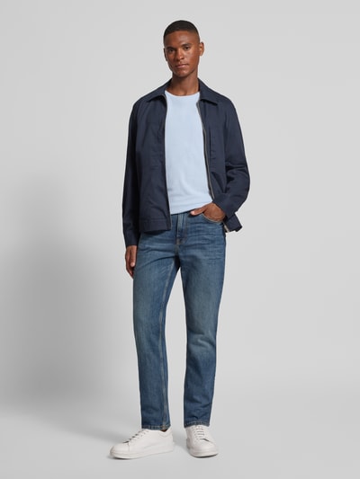 Casual Friday T-shirt met geribde ronde hals Lichtblauw - 1