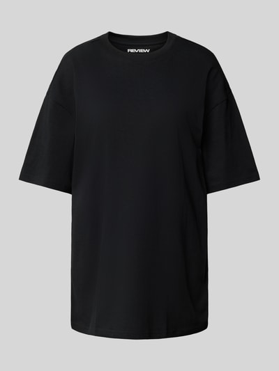 Review Oversized T-Shirt mit überschnittenen Schultern Black 2
