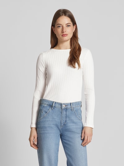 OPUS Longsleeve mit U-Boot-Ausschnitt Modell 'Sovke' Offwhite 4