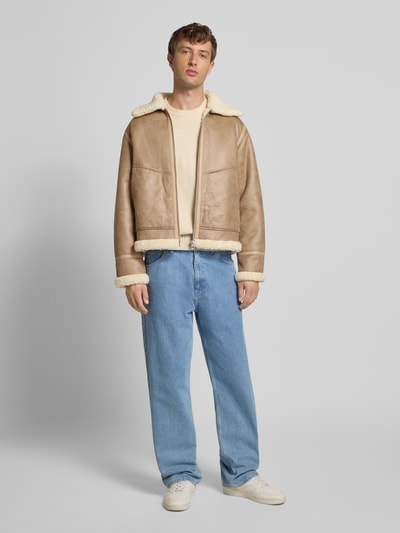 Jack & Jones Jack in leerlook, model 'AVIATOR' Taupe - 1