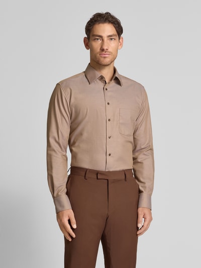 ETERNA Modern fit zakelijk overhemd met kentkraag Zand - 4