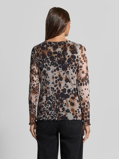 Milano Italy shirt met lange mouwen van mesh Donkerbruin - 5