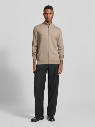 Profuomo Cardigan mit Stehkragen und Zweiwege-Reißverschluss Beige 1