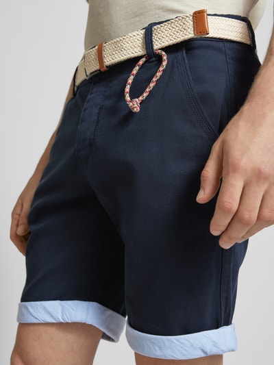 Redefined Rebel Regular Fit Shorts mit Gürtel in Flecht-Optik Modell 'MAGNUS' Dunkelblau 3