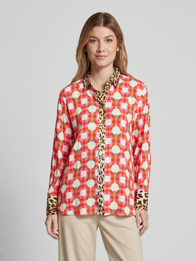 Emily Van den Bergh Regular fit blouse van viscose met platte kraag Felroze - 4