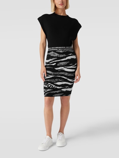 Marc Cain Knielange rok met all-over motief Zwart - 1