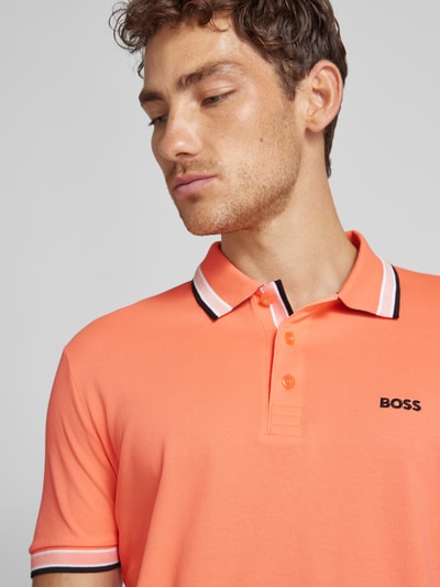 BOSS Green Koszulka polo o kroju regular fit z wyhaftowanym logo model ‘PADDY’ Jasnoczerwony 3