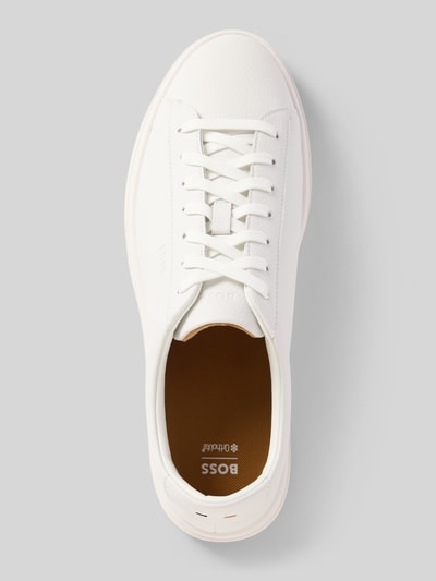 BOSS Low Top Sneaker aus genarbtem Rindsleder Weiss 3
