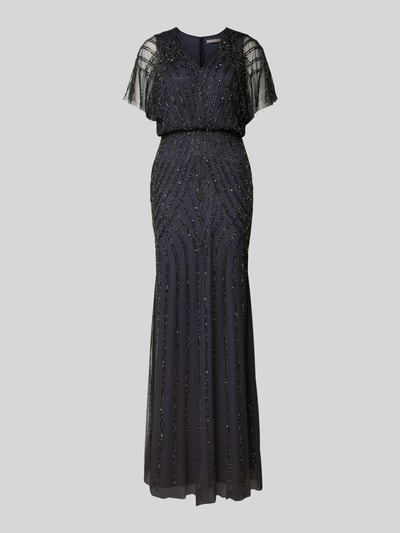 Christian Berg Cocktail Avondjurk met kralen en V-hals Donkergrijs - 2