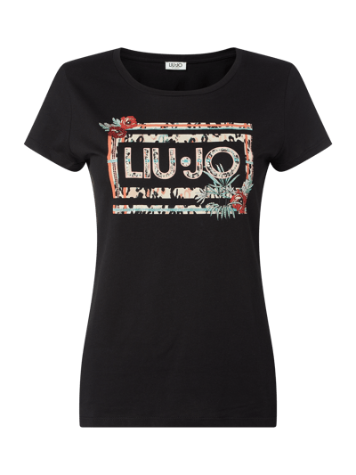 Liu Jo White T-Shirt mit Logo-Print und Ziersteinen  Black 1