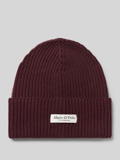 Productfoto, bordeauxrode Mütze mit breitem omslag van Marc O'Polo, grofgebreide structuur, Dames Mütze van Marc O'Polo