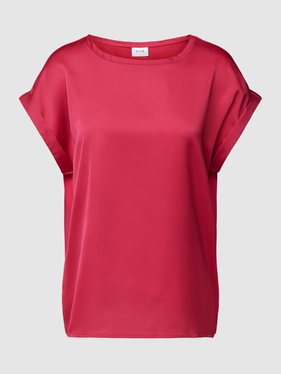 Vila Blouse met korte omgeslagen mouwen in effen design Rood gemêleerd - 2