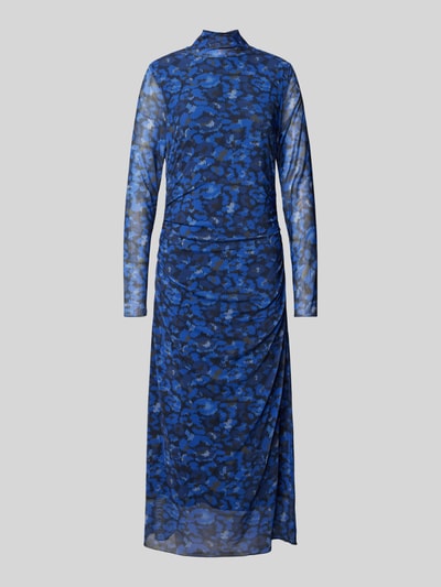 Milano Italy Maxikleid mit Stehkragen Blau 2