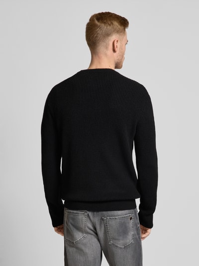 Tom Tailor Denim Regular Fit Strickpullover mit Wollanteil mit Strukturmuster Black 5