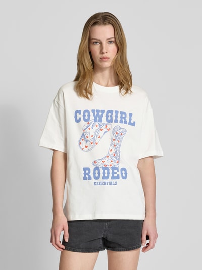 Gina Tricot Oversized T-Shirt mit Motiv-Print Weiss 4