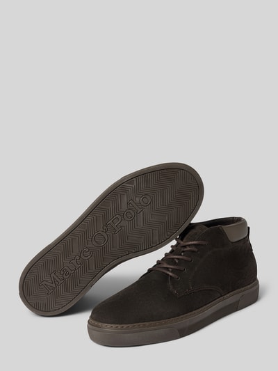Productfoto, donkerbruine sneakers van rundleer model 'MALTE 11' van Marc O'Polo, Heren sneakers, gestructureerde rubberzool