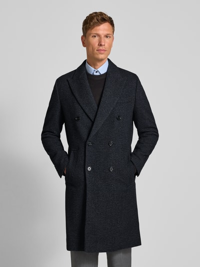 Christian Berg Men Regular fit lange jas met reverskraag en wol Antraciet - 4