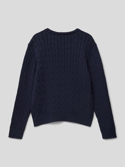 Gant Gebreide pullover met kabelpatroon, model 'CABLE' Blauw - 3