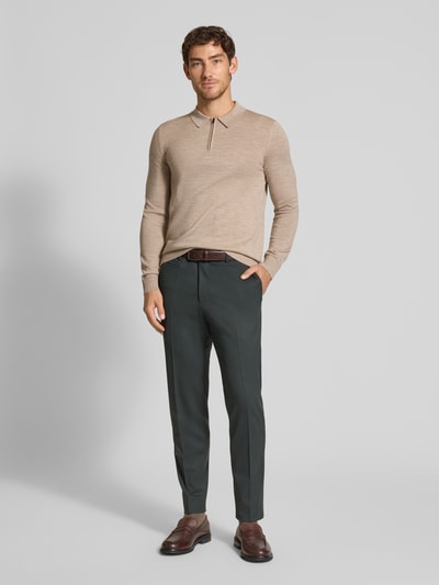 JOOP! Collection Gebreide pullover van scheerwol met polokraag model 'Dondor' Lichtbruin - 1