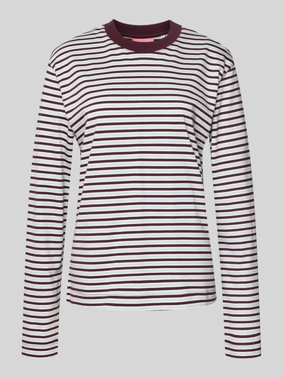 Produktfoto, Boxy Fit Longsleeve Modell 'SOPHIA' von JJXX aus Reine Baumwolle mit Streifenmuster und Rundhalsausschnitt, Rückenlänge 53 cm bei Größe S.