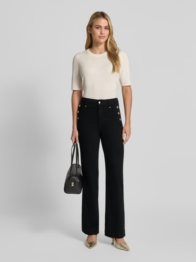 GUESS High Waist Palazzo Jeans mit seitlichen Knöpfen Black 1