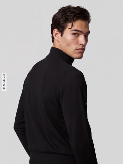 Tom Tailor Denim Troyer z czystej bawełny z detalem z zamkiem błyskawicznym Czarny 3