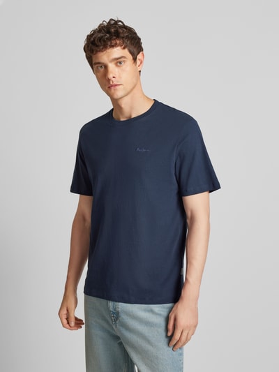 Pepe Jeans T-shirt met labelstitching, model 'Connor' Marineblauw - 4