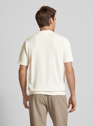 SELECTED HOMME Slim fit linnen poloshirt met platte kraag, model 'LAKE' Offwhite - 5