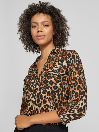 Vero Moda Overhemdblouse met knoopsluiting, model 'BUMPY' Chocoladebruin - 3