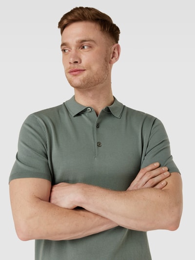 Profuomo Strickshirt mit Polokragen Gruen 3
