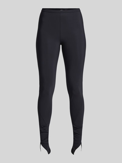 Productfoto, Leggings met elastische band van Iro, zwarte elastische materiaalmix, eng aansluitende pasvorm, voetlussen, high waist, binnenbeenlengte maat S 80 cm, bandwijdte maat S 29 cm