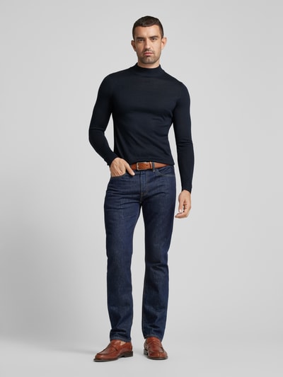 Christian Berg Men Gebreide pullover met turtleneck Donkerblauw gemêleerd - 1