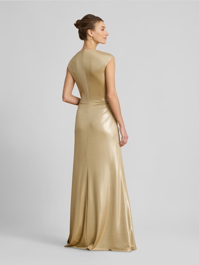 Lauren Ralph Lauren Abendkleid mit tiefem V-Ausschnitt und Knoten-Detail Gold 5