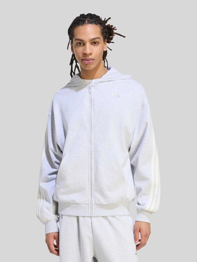 adidas Sportswear Relaxed Fit Sweatjacke aus reiner Baumwolle mit Kapuze Hellgrau 4