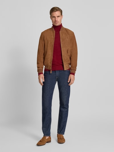 JOOP! Collection Rollkragenpullover aus Schurwolle mit Label-Detail Kirsche 1