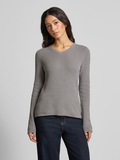 Christian Berg Woman Gebreide pullover met V-hals Middengrijs gemêleerd - 4