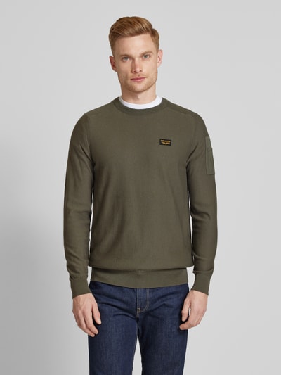 PME Legend Gebreide pullover met labeldetail Olijfgroen - 4