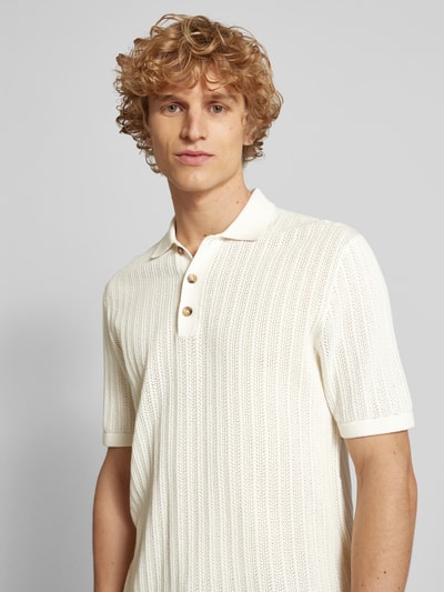 Only & Sons Regular fit poloshirt met broderie anglaise, model 'MOON' Offwhite - 3